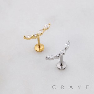 MARQUISE CZ FAN ARCH CRESCENT THREADLESS (PUSH IN) 316L SURGICAL STEEL LABRET SET